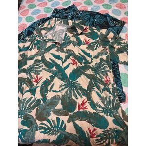 Mens Tropical Shirt Bundle Caribbean Joe Viscose & KS Island Leaf Print XL L